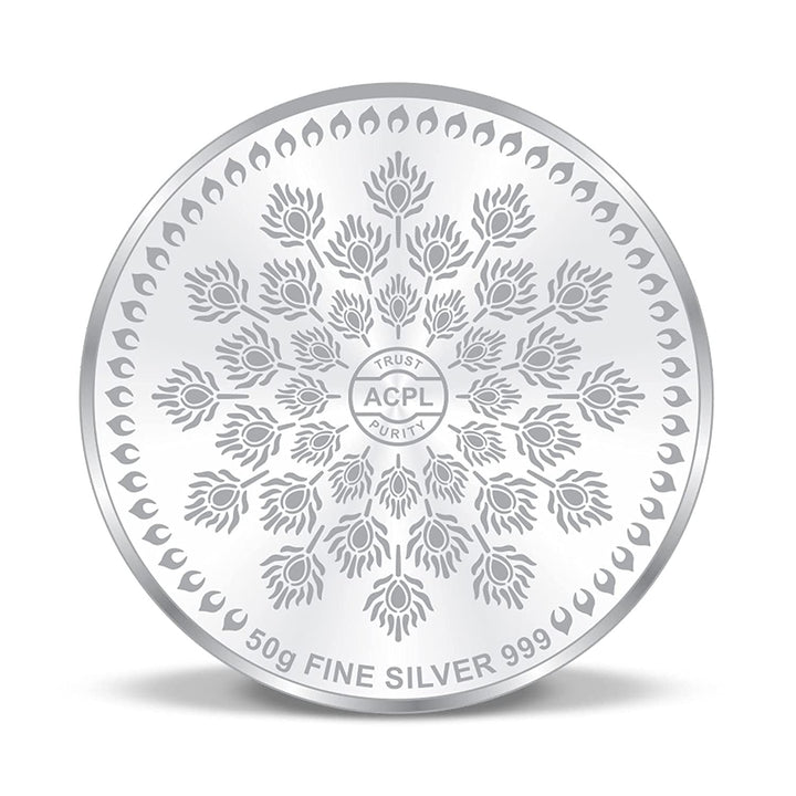 BIS Hallmarked Dancing Peacock Stone 50GM 999 Pure Silver Coin