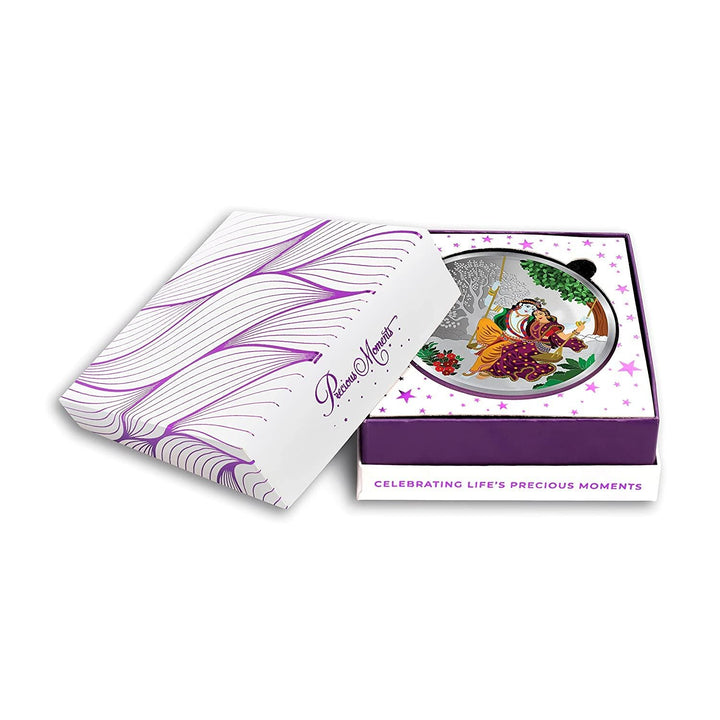 BIS Hallmarked Radha Krishna on The Swing 999 Pure Silver Coin