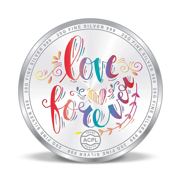 BIS Hallmarked Happy Anniversary Floral Design Silver Coin (999 Purity)