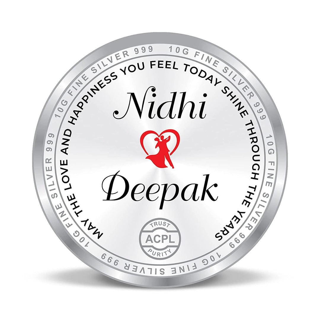 BIS Hallmarked Newly Married Personalised Silver Coin 999 Purity