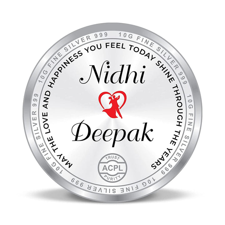 BIS Hallmarked Newly Married Personalised Silver Coin 999 Purity