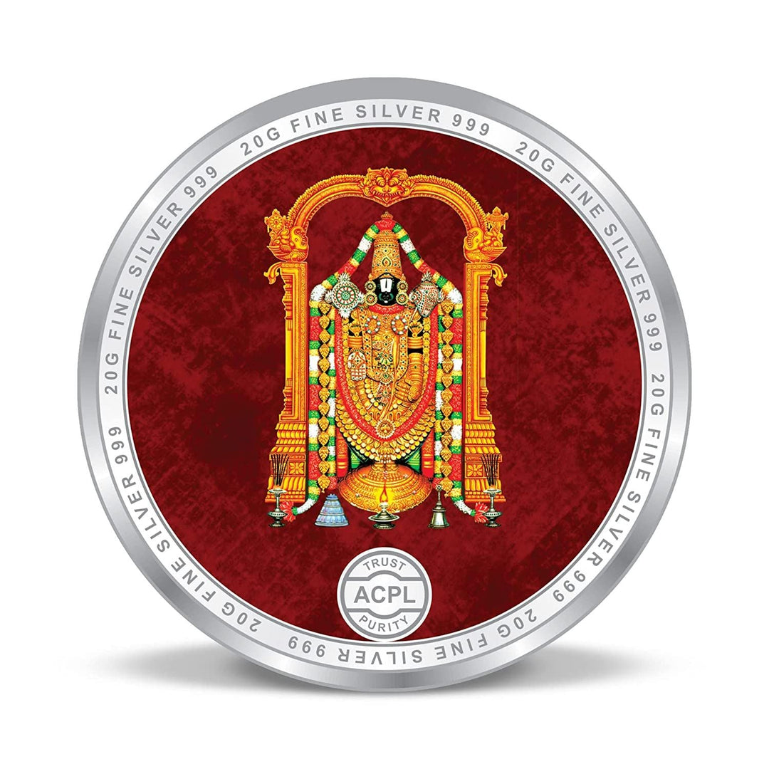 BIS Hallmarked Shree Tirupati Balaji Temple 20GM 999 Pure Silver Coin