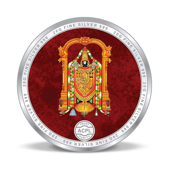 BIS Hallmarked Shree Tirupati Balaji Temple 20GM 999 Pure Silver Coin
