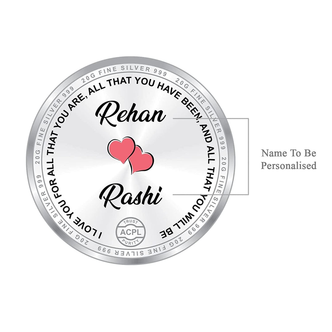 BIS Hallmarked Personalised Happy Valentines Day Silver Coin Gift 999 Purity