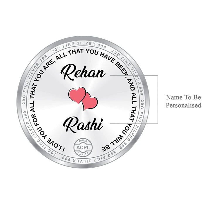 BIS Hallmarked Personalised Happy Valentines Day Silver Coin Gift 999 Purity