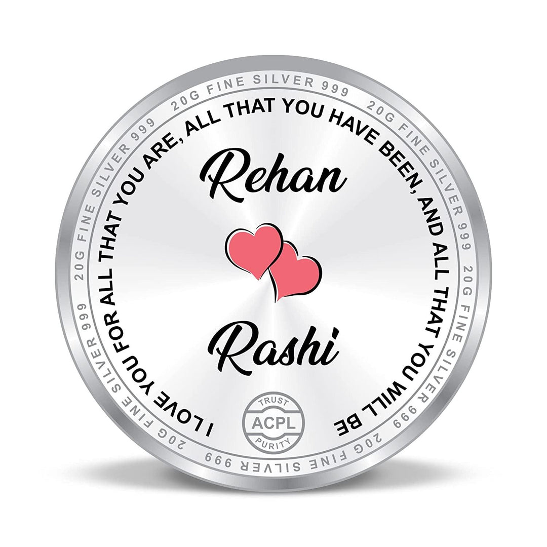 BIS Hallmarked Personalised Happy Valentines Day Silver Coin Gift 999 Purity