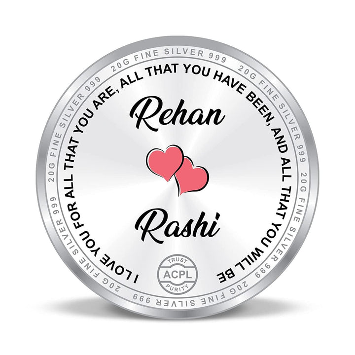 BIS Hallmarked Personalised Happy Valentines Day Silver Coin Gift 999 Purity