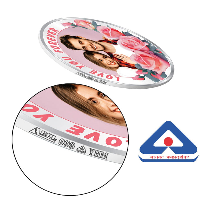 BIS Hallmarked Personalised Happy Valentines Day Silver Coin Gift 999 Purity