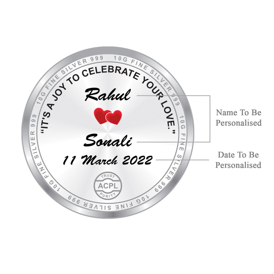 BIS Hallmarked Personalised Silver Coin Newly Married 999 Pure