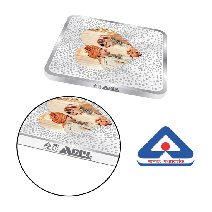 BIS Hallmarked Personalised Silver Square Coin Newly Married 50 Gram 999 Pure