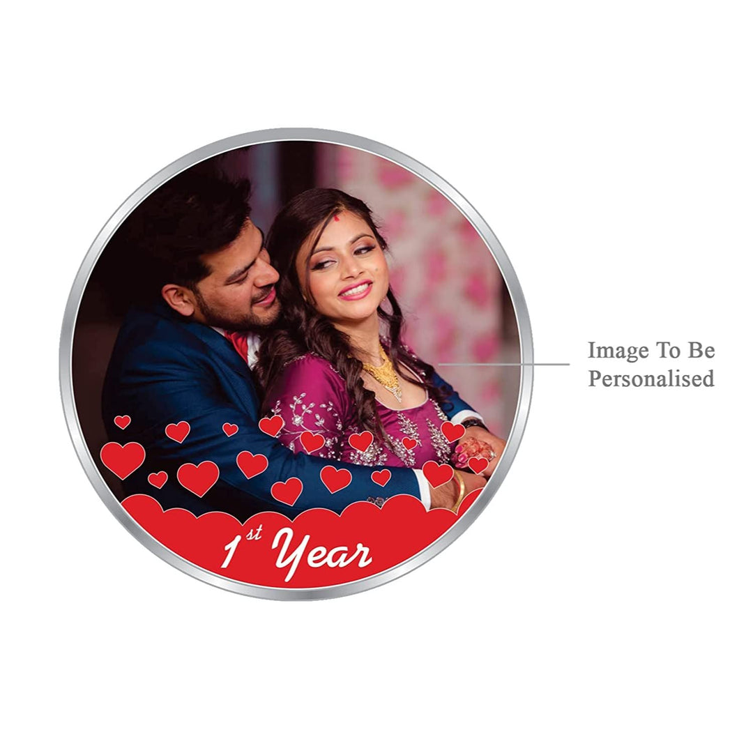 BIS Hallmarked Personalised Wedding Anniversary Silver Coin (999 Purity)