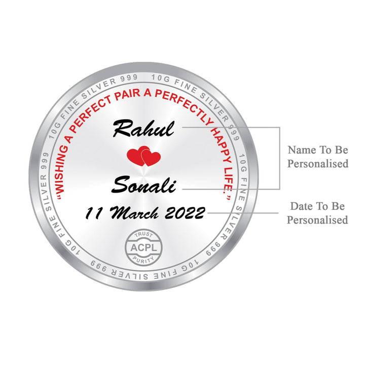 BIS Hallmarked Personalised Wedding Anniversary Silver Coin (999 Purity)
