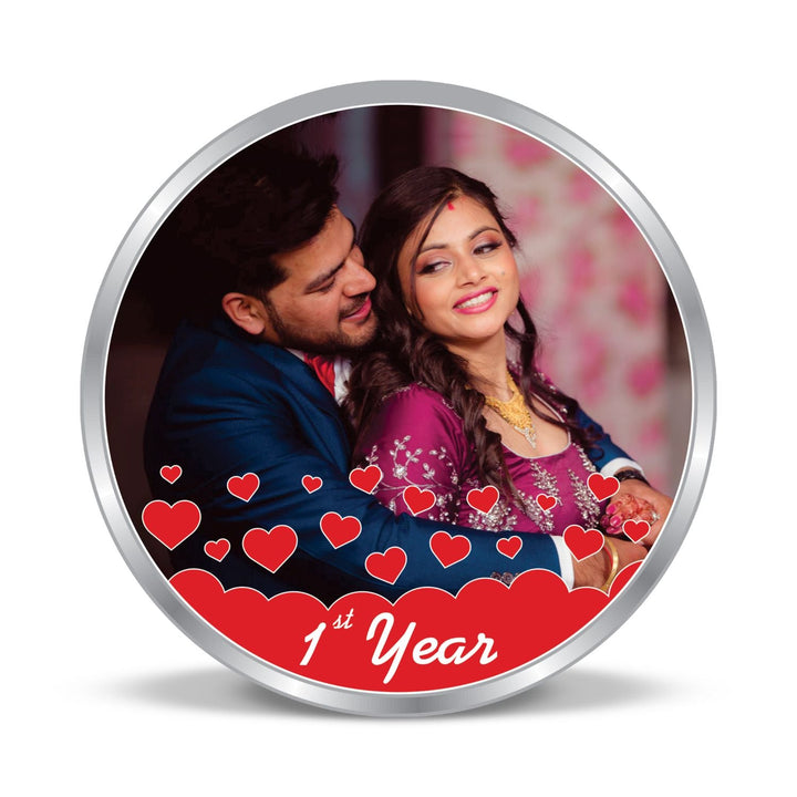 BIS Hallmarked Personalised Wedding Anniversary Silver Coin (999 Purity)