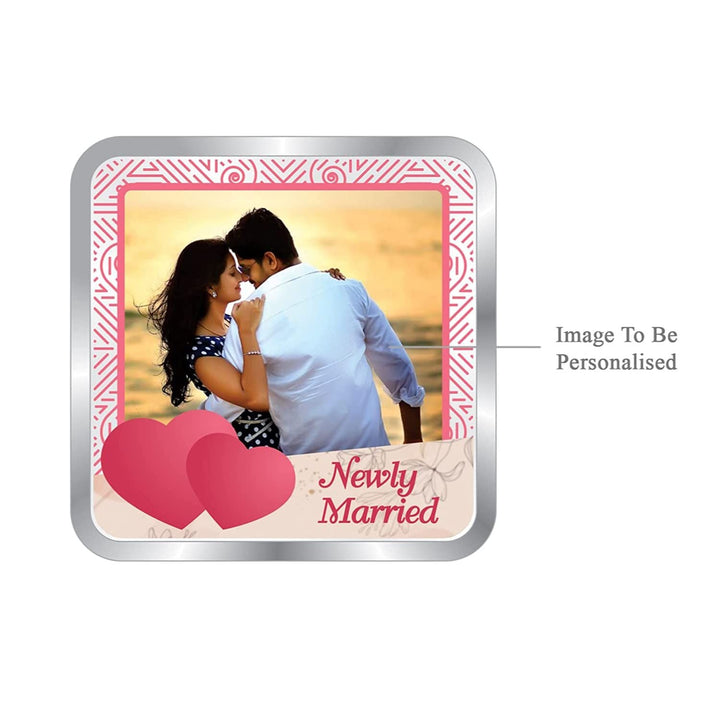 BIS Hallmarked Personalised Newly Married Silver Square Coin 999 Pure