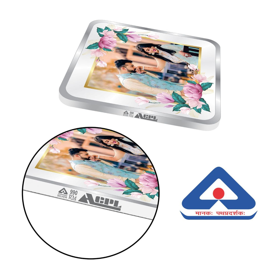 BIS Hallmarked Personalised Silver Square Coin Newly Married 999 Pure