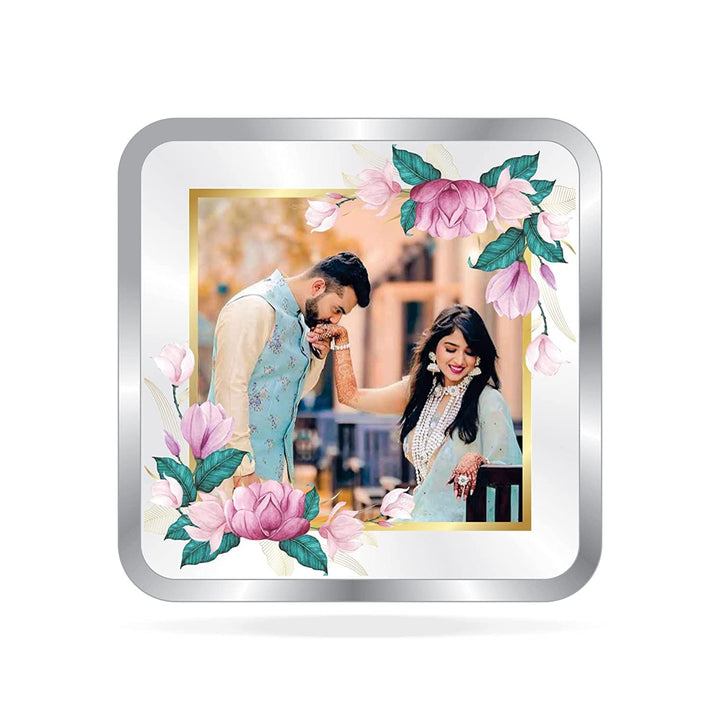 BIS Hallmarked Personalised Silver Square Coin Newly Married 999 Pure