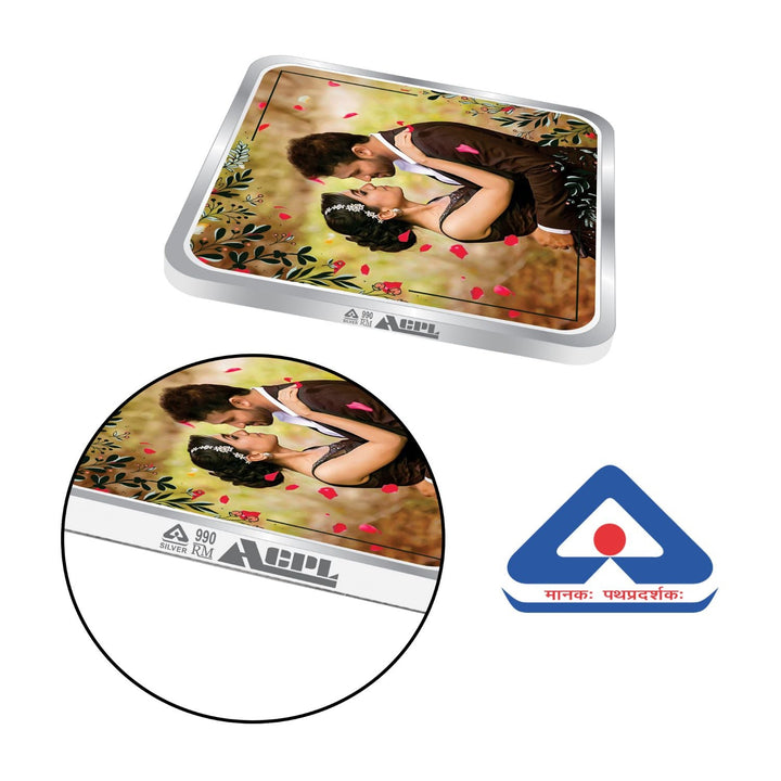 BIS Hallmarked Newly Married Personalised Silver Square Coin (999 Purity)