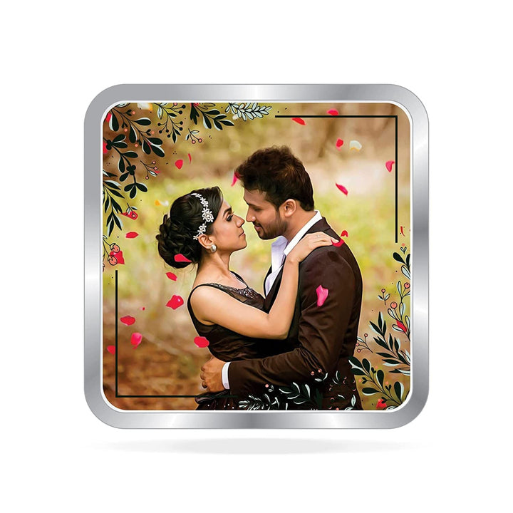 BIS Hallmarked Newly Married Personalised Silver Square Coin (999 Purity)