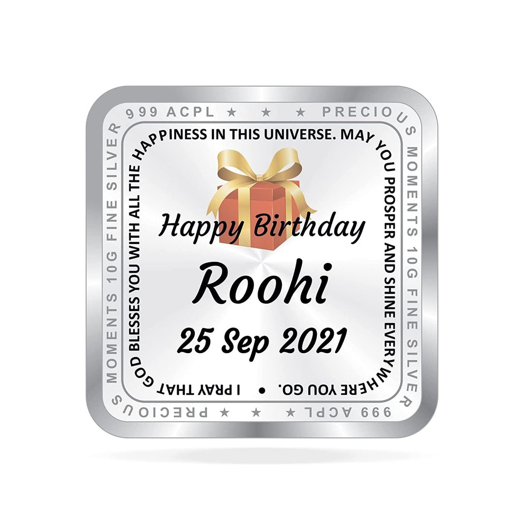 BIS Hallmarked Personalised Happy Birthday Silver Square Coin 999 Purity