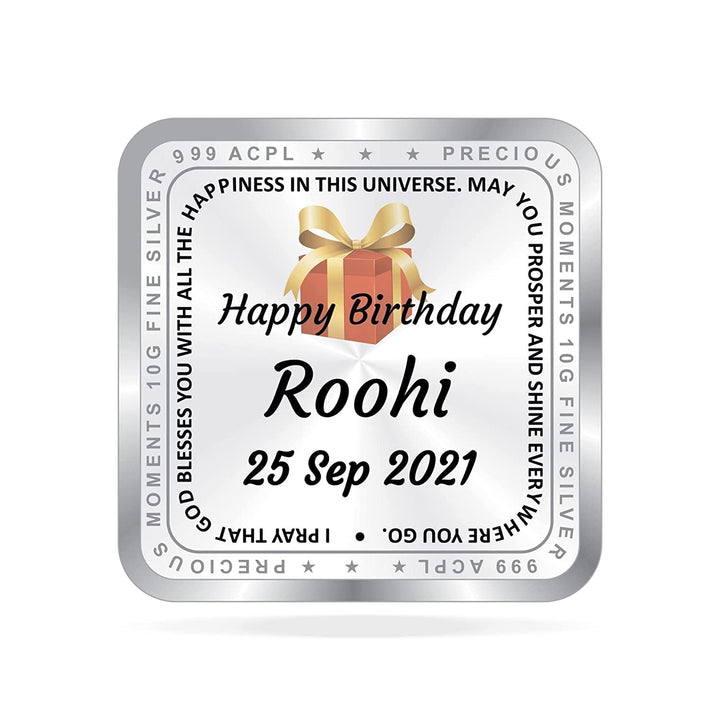 BIS Hallmarked Personalised Happy Birthday Silver Square Coin 999 Purity