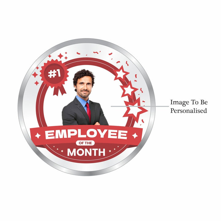 BIS Hallmarked Personalised Silver Coin Employee of the Month, Motivational Gift for Employee 999 Pure