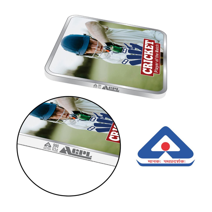BIS Hallmarked Personalised Silver Coin Sports square Best Gifting for Winner Player 999 Pure