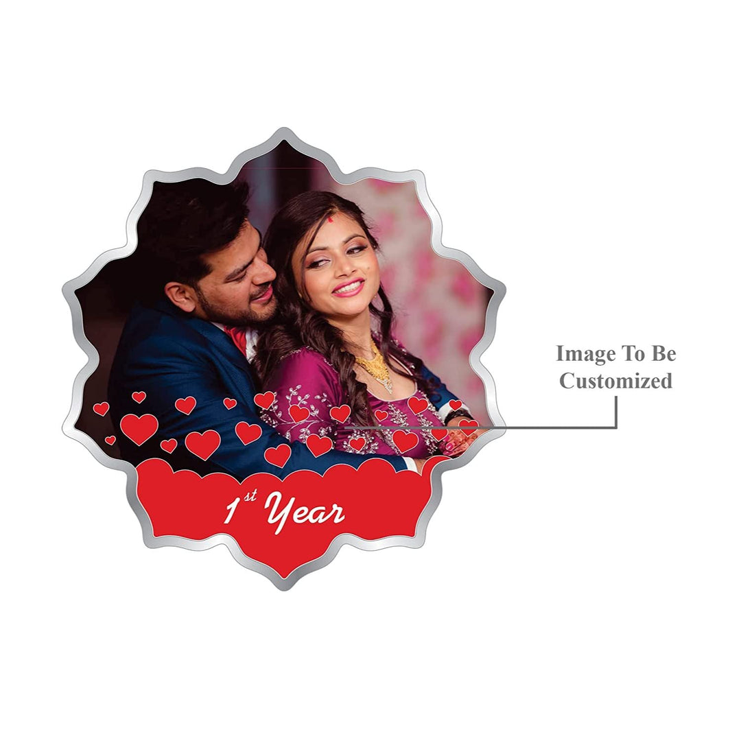 BIS Hallmarked Personalised Silver Coin Wedding Anniversary Gift for Couple Flower Shape 999 Pure