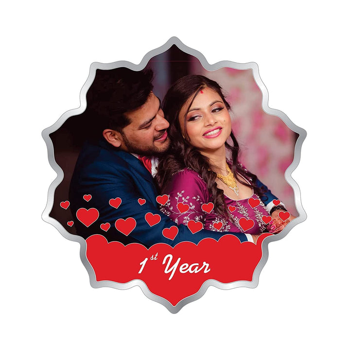 BIS Hallmarked Personalised Silver Coin Wedding Anniversary Gift for Couple Flower Shape 999 Pure