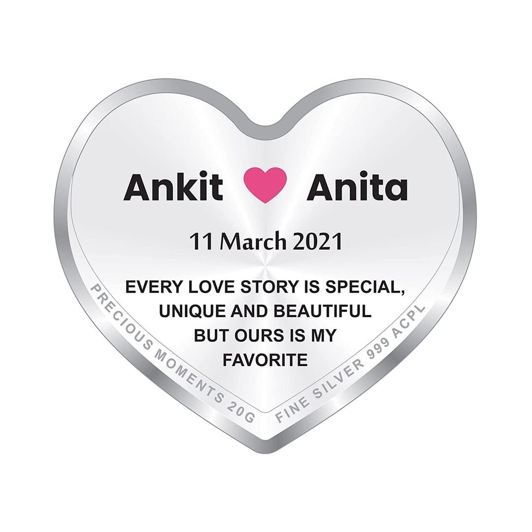 Hallmarked Personalised Newly Married Heart Silver Coin 999 Pure