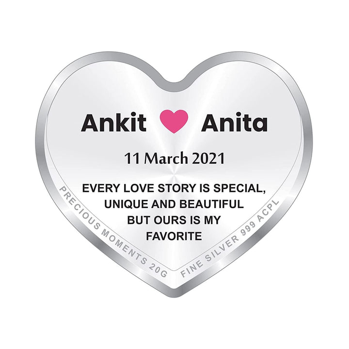 Hallmarked Personalised Newly Married Heart Silver Coin 999 Pure