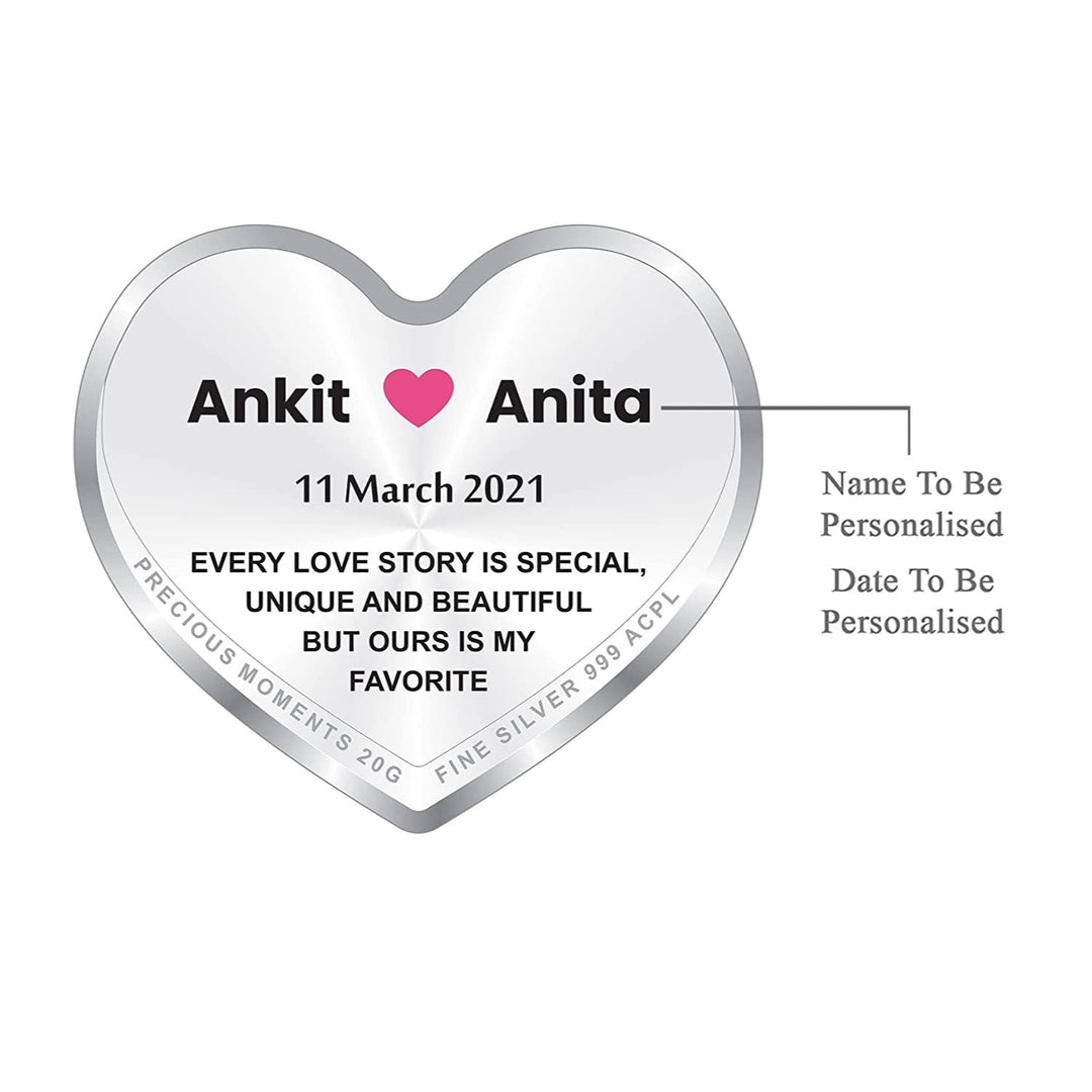 Hallmarked Personalised Newly Married Heart Silver Coin 999 Pure