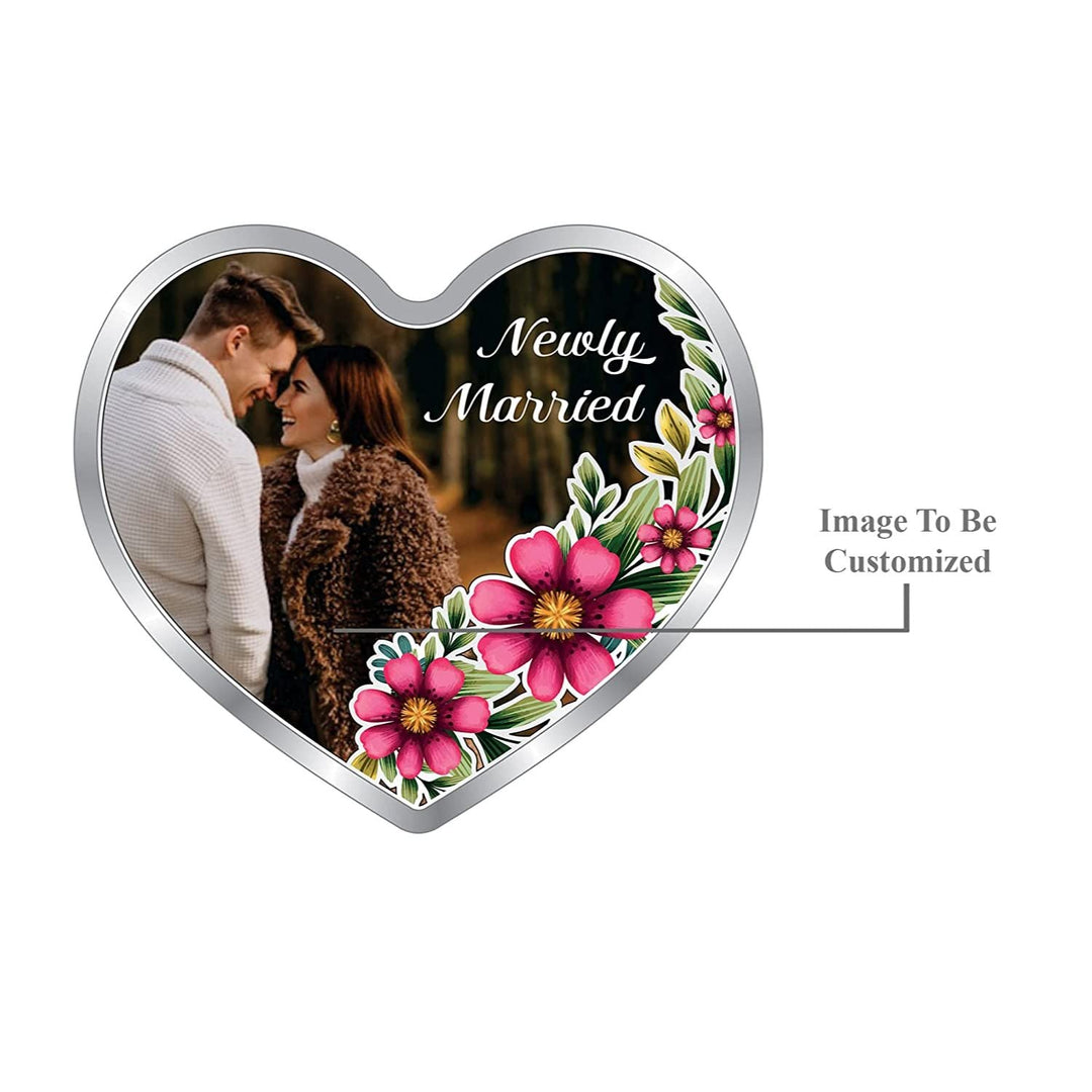 Hallmarked Personalised Newly Married Heart Silver Coin 999 Pure