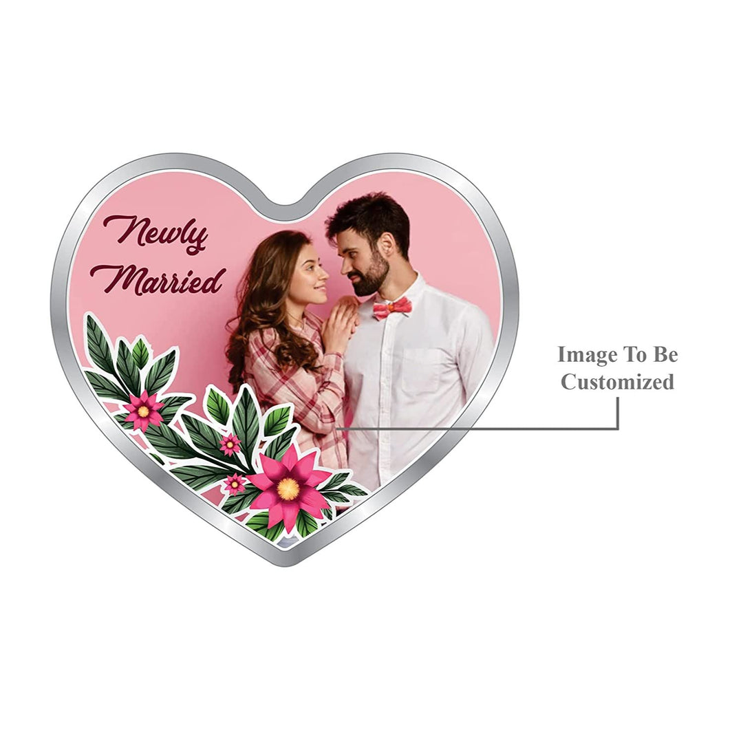 BIS Hallmarked Personalised Newly Married Heart Silver Coin 999 Pure