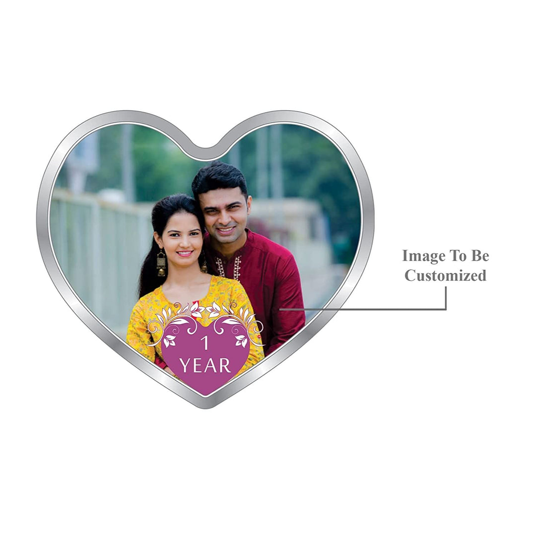 BIS Hallmarked Personalised Newly Married Heart Silver Coin 999 Pure