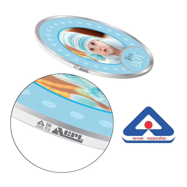 BIS Hallmarked Personalised New-Born Baby Boy 999 Pure Silver Coin