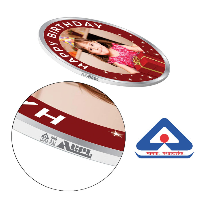 BIS Hallmarked Personalised Silver Coin Happy Birthday 999 Purity