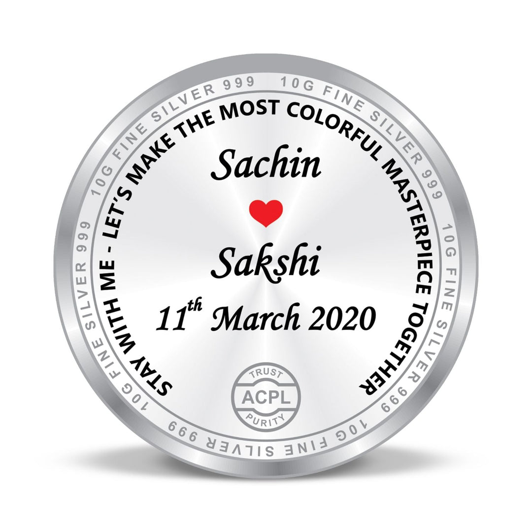 BIS Hallmarked Personalised Newly Married 999 Pure Silver Coin