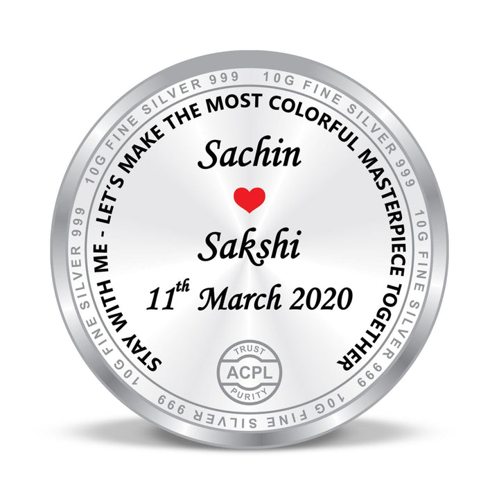 BIS Hallmarked Personalised Newly Married 999 Pure Silver Coin