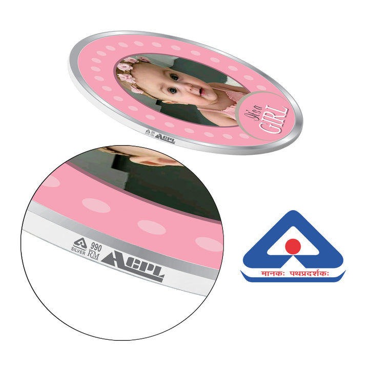 BIS Hallmarked Personalised New-Born Baby Girl 999 Pure Silver Coin