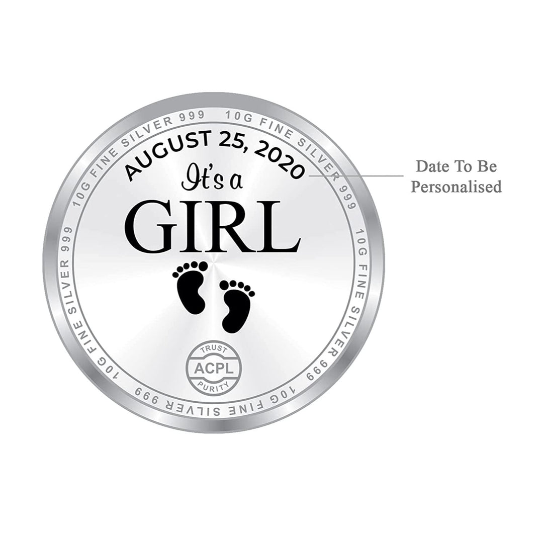 BIS Hallmarked Personalised New-Born Baby Girl 999 Pure Silver Coin