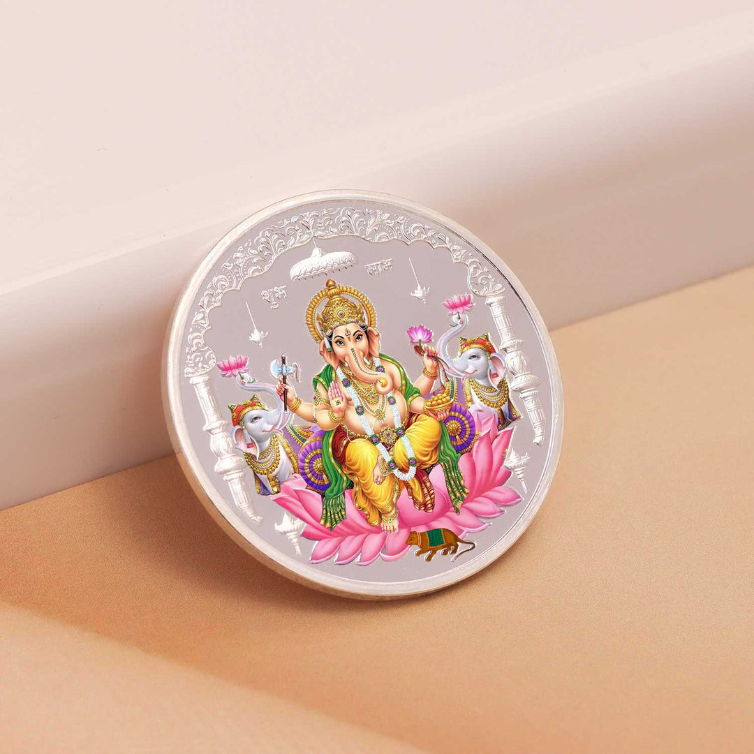 BIS Hallmarked Ganesh Ji Silver Coin With 999 Purity