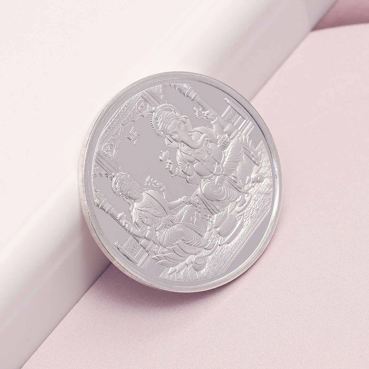 BIS Hallmarked Ganesh Laxmi ji Silver Coin With 999 Purity