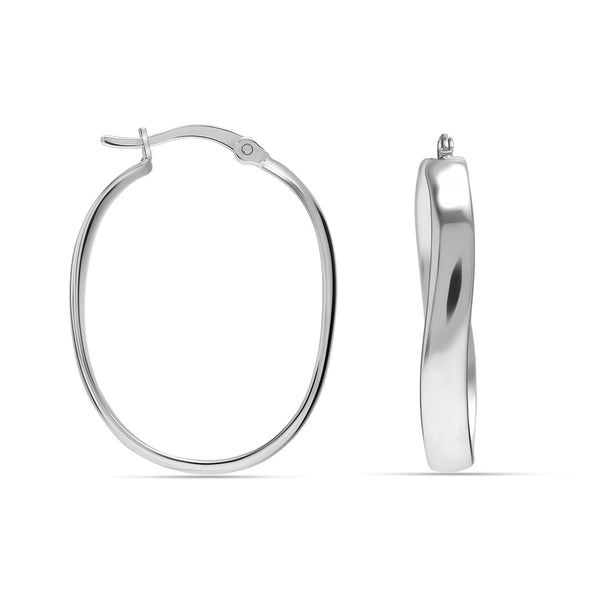 925 Sterling Silver Oval Shape Classic Click-Top Hoop Earrings for Women