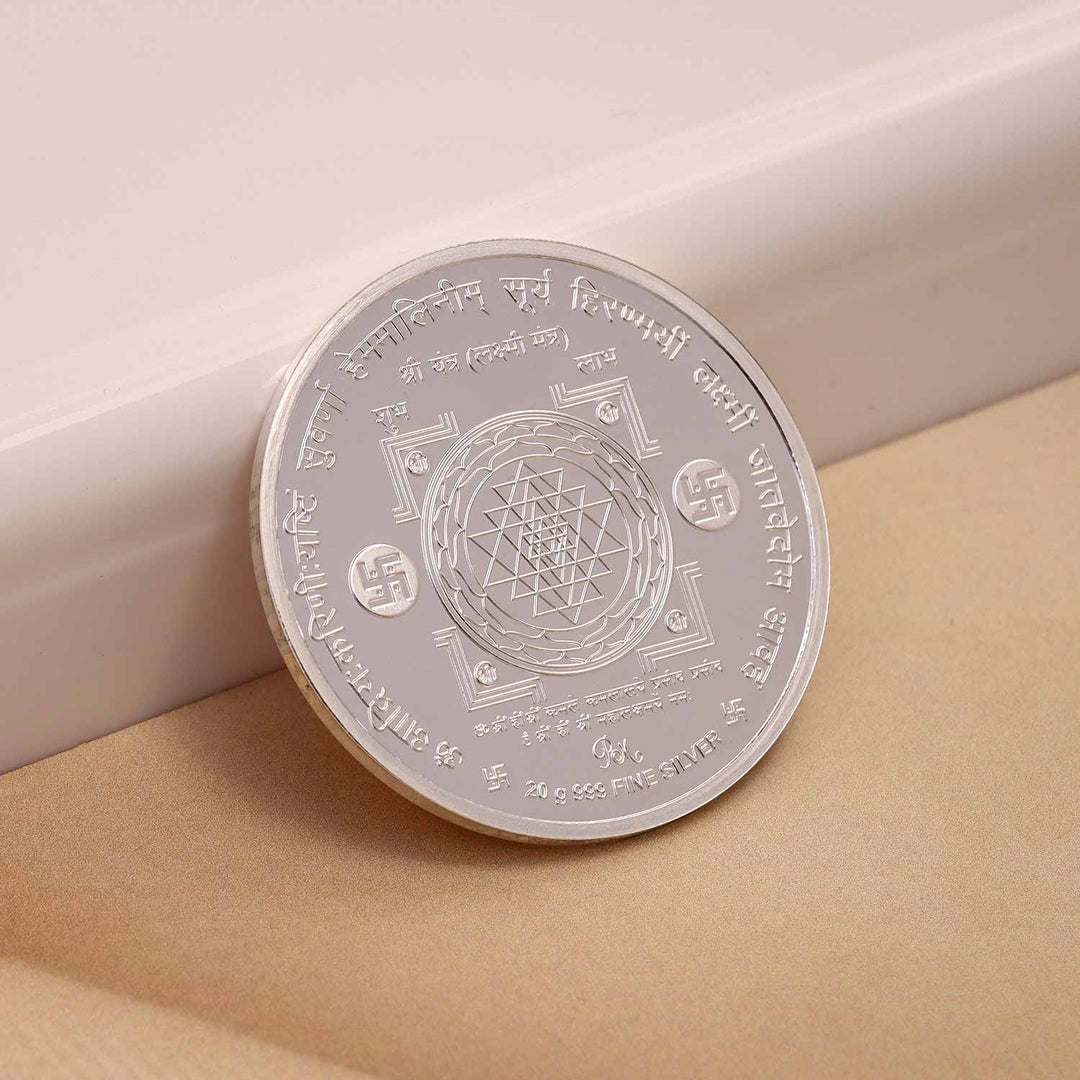 BIS Hallmarked Laxmi Ji Silver Coin With 999 Purity