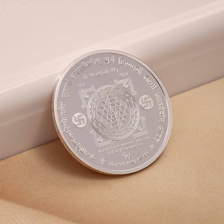 BIS Hallmarked Laxmi Ji Silver Coin With 999 Purity