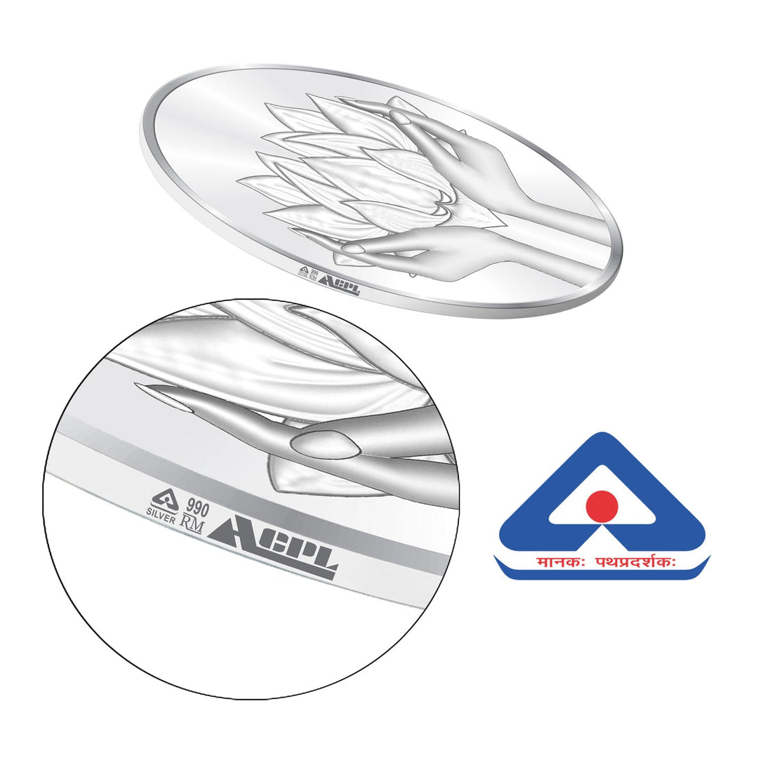 BIS Hallmarked Lotus Silver Coin 999 Pure Akshay Tritiya