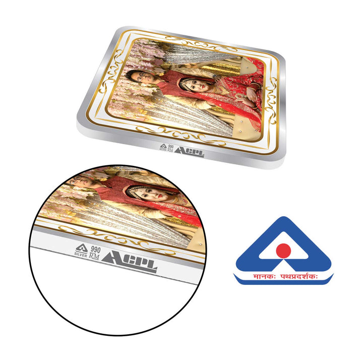 BIS Hallmarked Personalised Newly Married Anniversary Beautiful Square Silver Coin  ( 999 Purity )