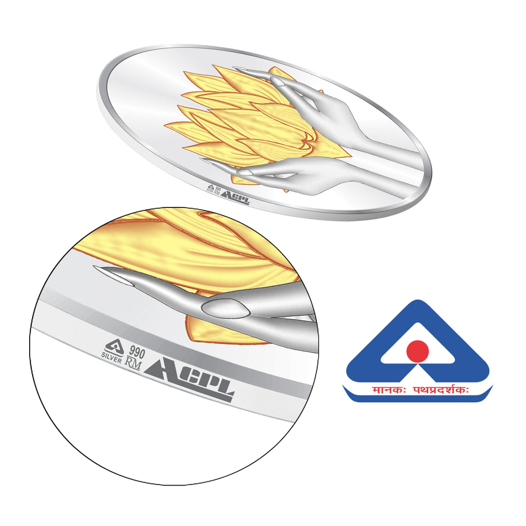 BIS Hallmarked Lotus Colorful Silver Coin 999 Pure Akshay Tritiya