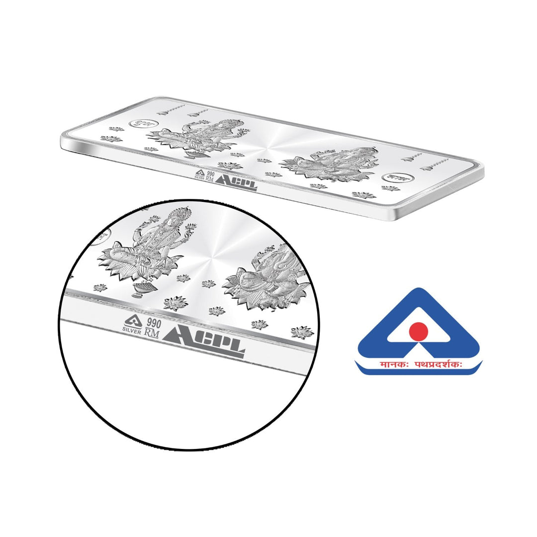 BIS Hallmarked Laxmi Ganesh Silver Bar 999 Pure Silver