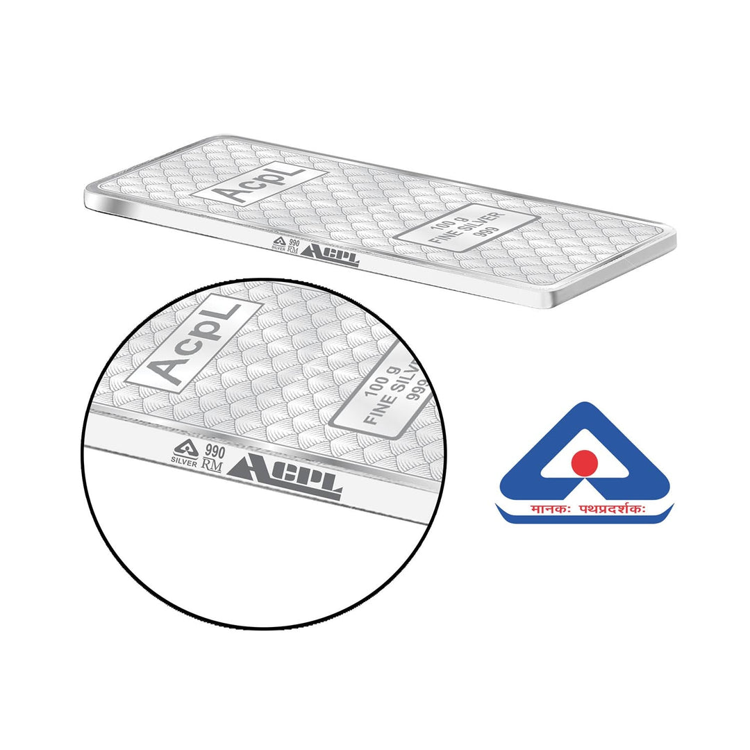 BIS Hallmarked Bullion Silver Bar 999 Purity